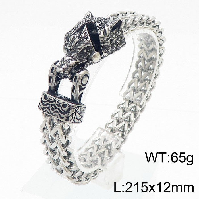 Viking Personalized Eagle Beak Wolf Head Snake Head Bracelet