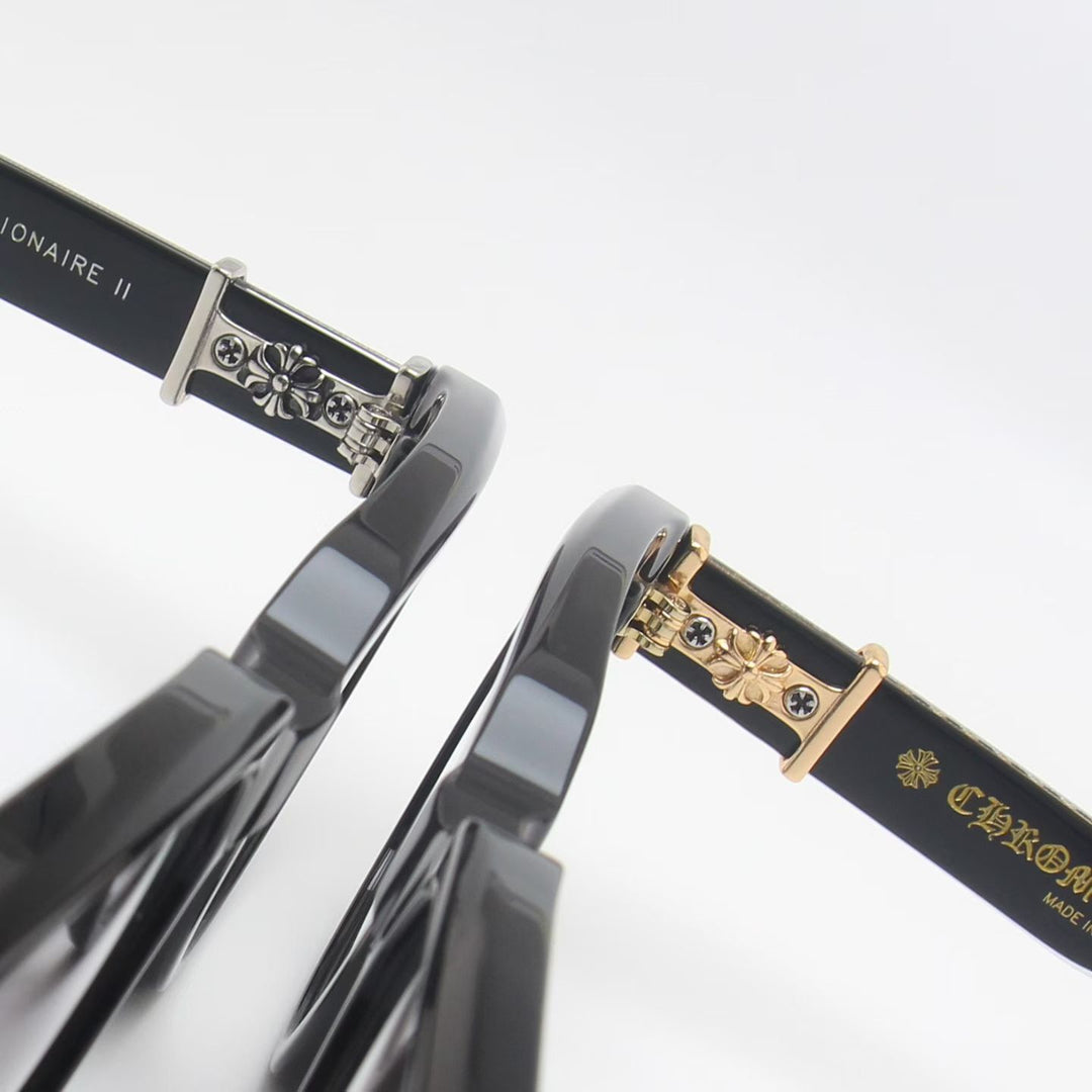 Chrome Hearts exquisitely carved pattern large-frame eyeglasses