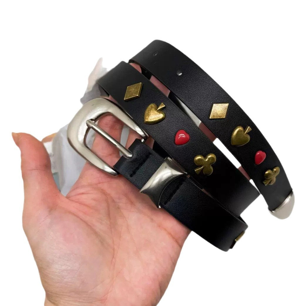 Riveted Slim Belt with Poker Card Motif