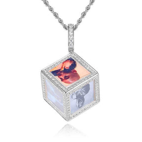 Hip Hop Jewelry Cube Memory Photo Pendant Frame Necklace