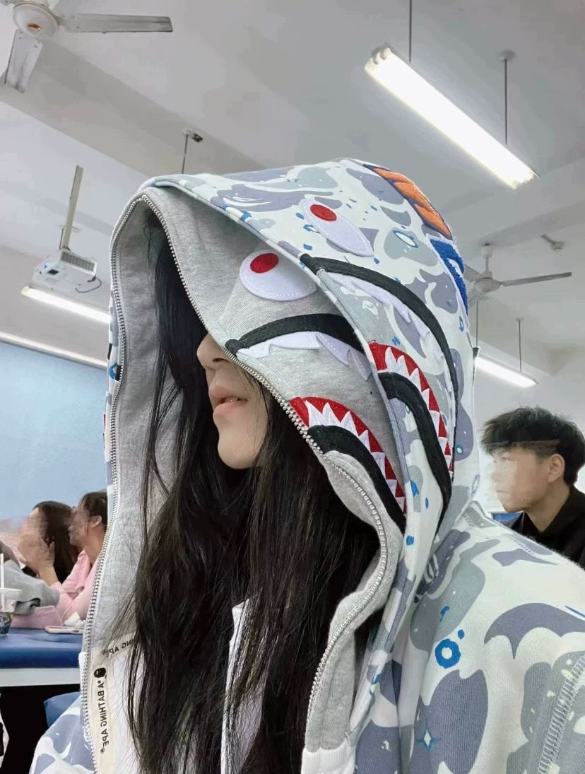 BAPE Shark head camouflage zip-up jacket