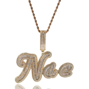 JON Stitching Diamond Letter Pendant Hip Hop Necklace