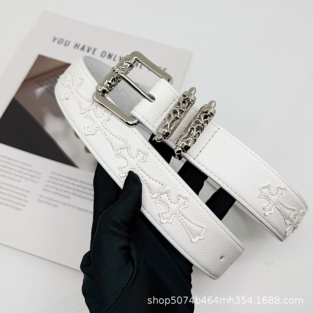 Chrome Hearts Cross-Motif Classic Leather Belt