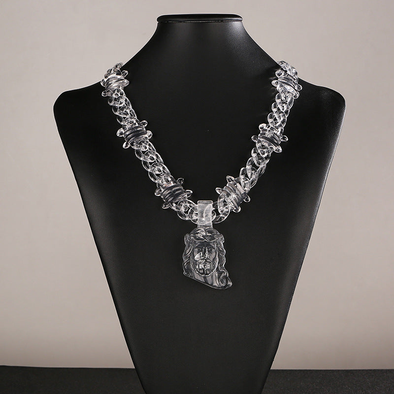 Chrome Hearts transparent resin acrylic cross necklace