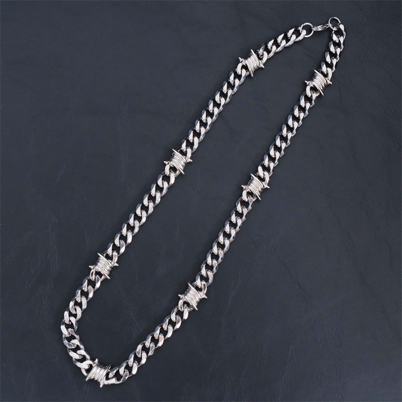 Hip Hop Thorn Cuban Chain Titanium Steel Necklace