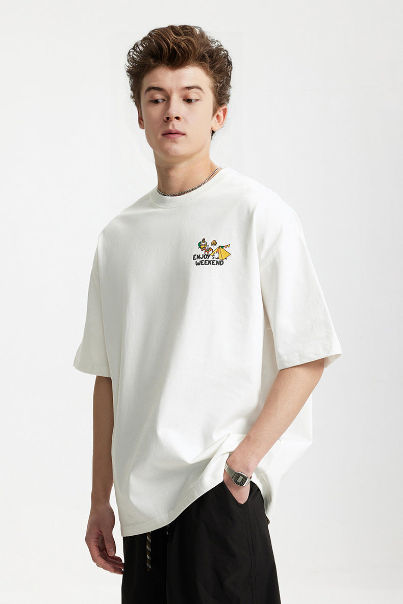 Camping Printed T-Shirt, Loose Fit, Short-Sleeve T-Shirt