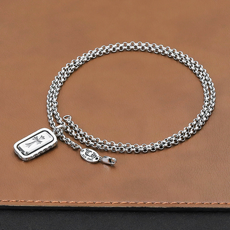 chrome hearts rotatable square pendant