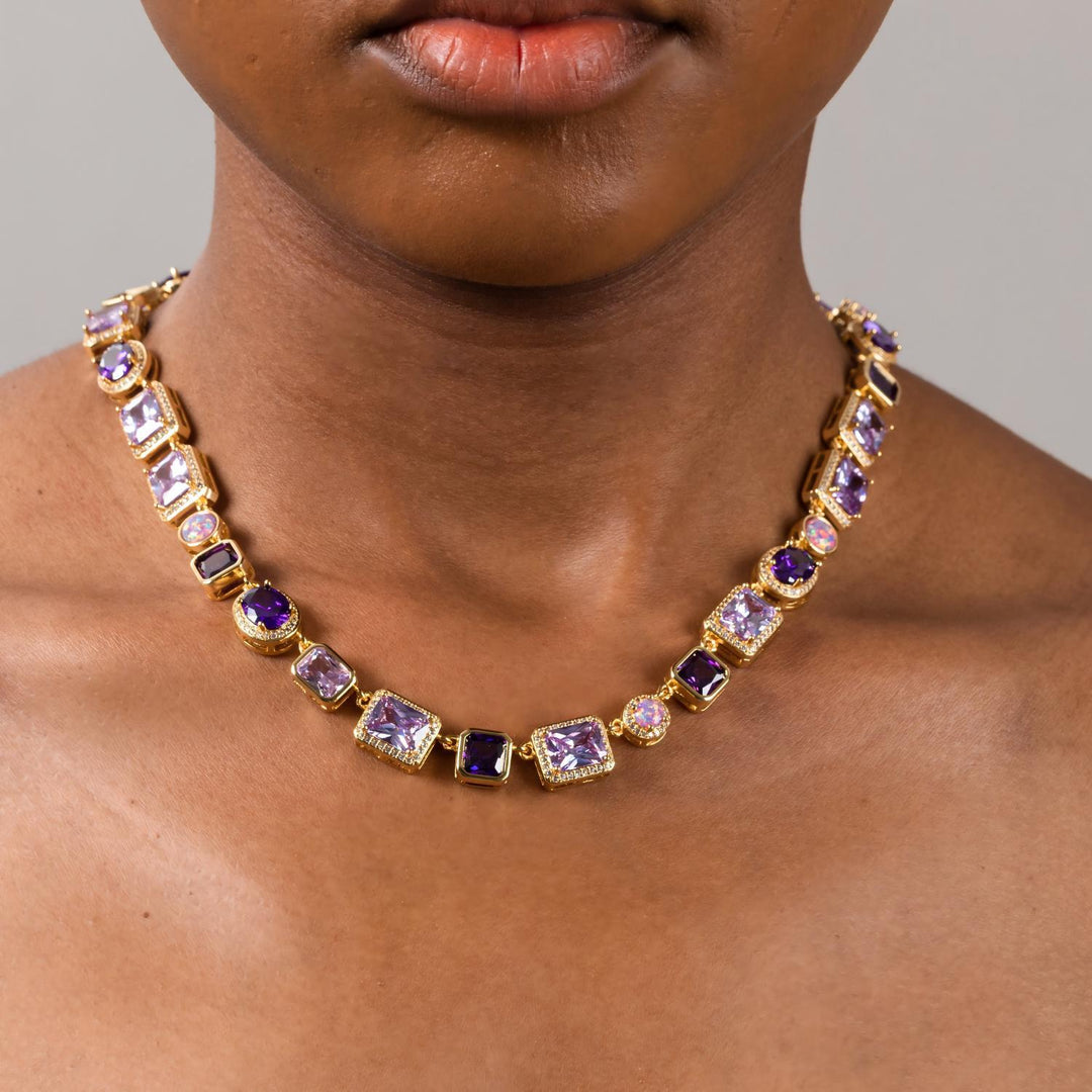 10mm Geometric Purple Gemstone Necklace
