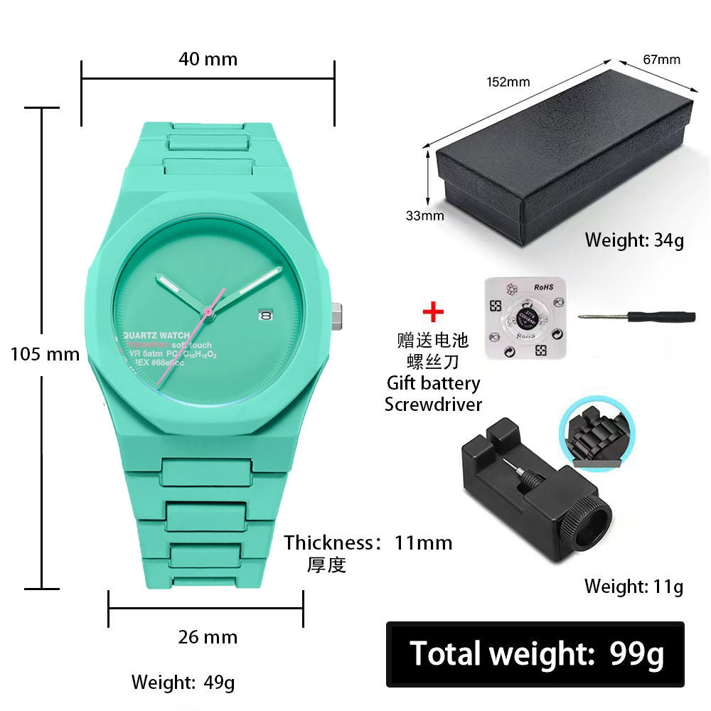 Sports-Style Waterproof Plastic Watch with Arabic Numerals