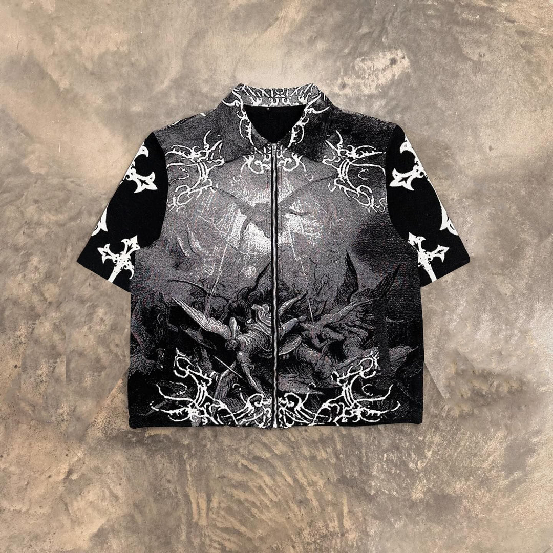 3D Digital Print Men's Zipper Shirt