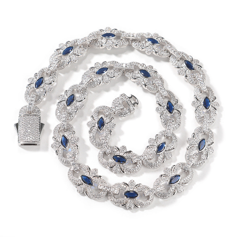 HIPHOP 16mm Horseshoe Flower Necklace with Diamond Accents