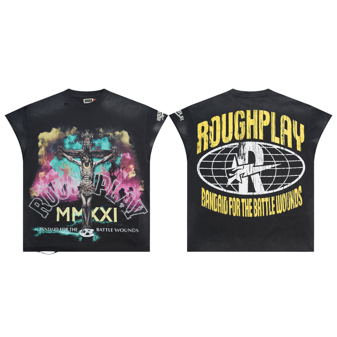 RoughPlay NYC Distressed, Ripped, and Sparkling Short-Sleeve T-Shirt