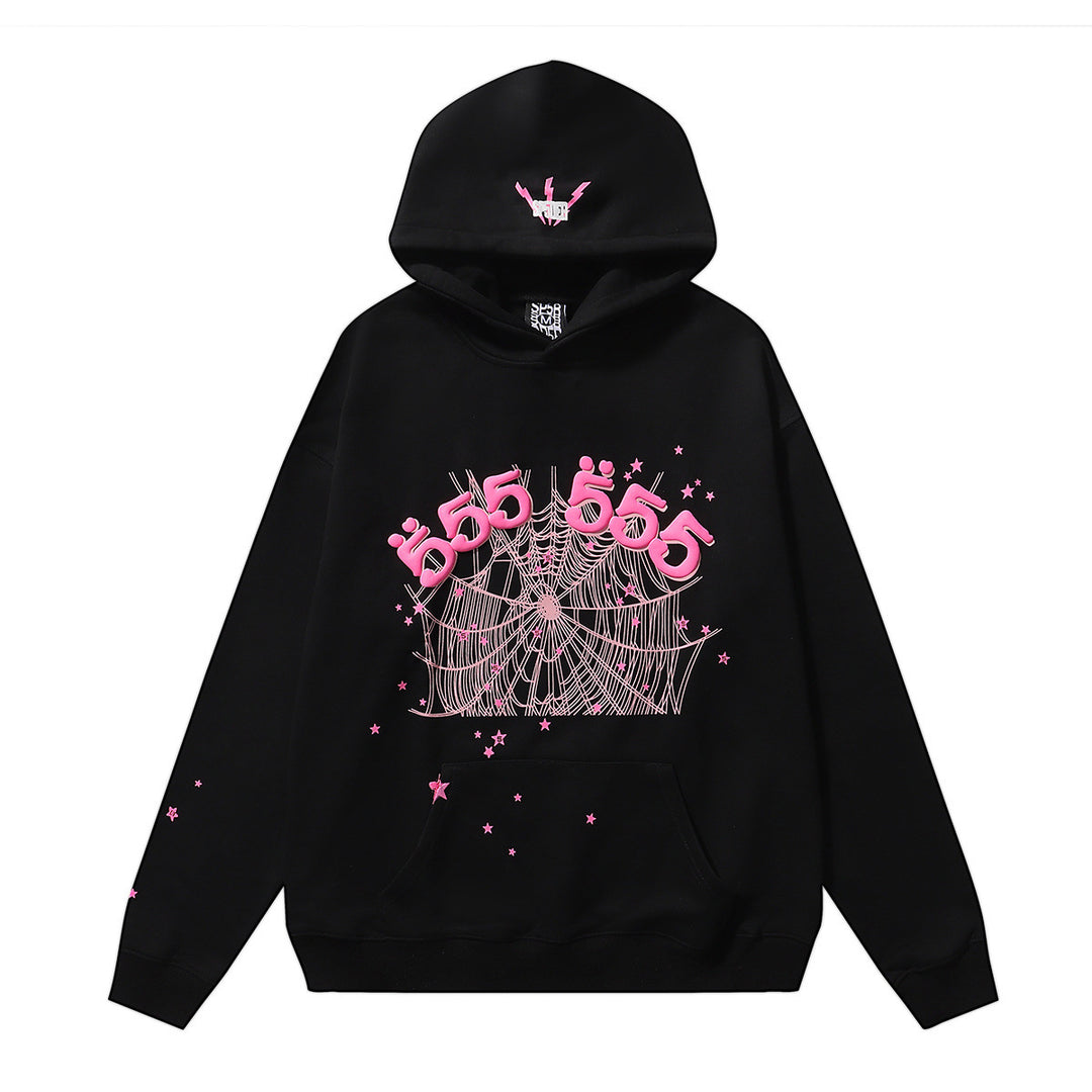 Sp5der foam letter 555 hoodie Pink Casual pants