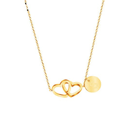 Double love necklace interlocking heart pendant