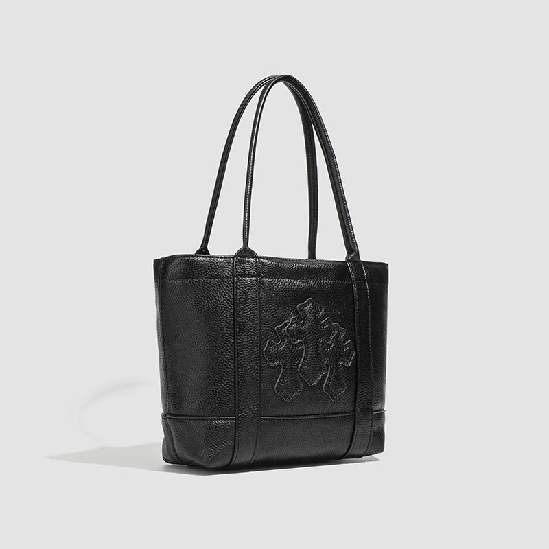 hrome Hearts Cross-Patterned PU Leather Tote Bag