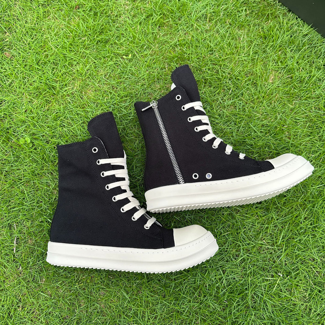 Plus-Size Thick-Soled, Black, Unisex Canvas Sneakers