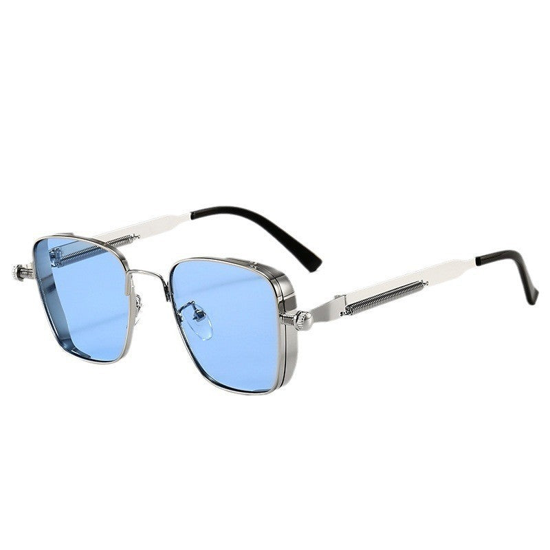 Retro Square Frame Steampunk Metal Sunglasses
