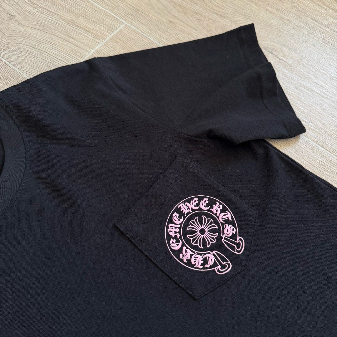 Chrome Hearts Pink Horseshoe Print Short-Sleeve T-Shirt