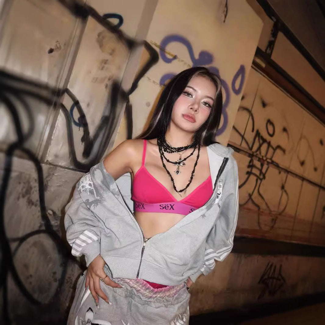 Five-stripe dragon and cross print hoodie.