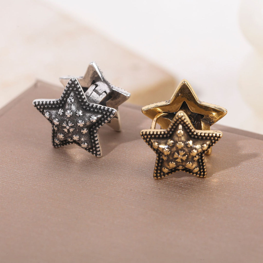 Chrome Hearts-Inspired Rhinestone Five-Pointed Star Earrings