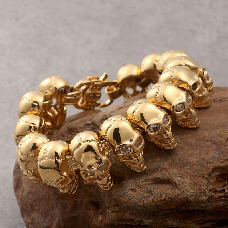 Hip-hop skull men's titanium steel bracelet