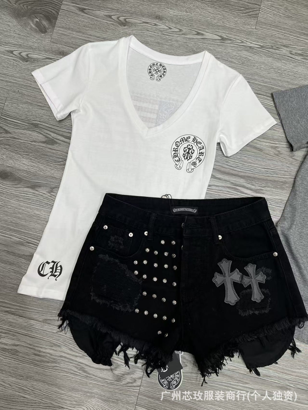 Chrome Hearts Cross Rivet Design Hip Hop Shorts