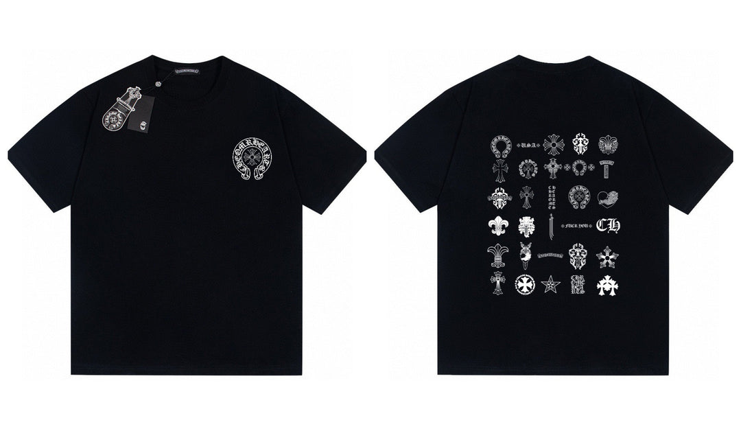 Chrome Hearts Summer Embroidery Print Cotton T-Shirt Short-Sleeve