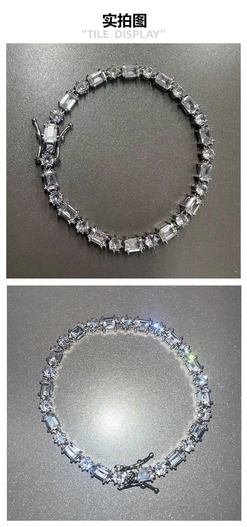 Mixed Square & Round Zirconia Tennis Bracelet