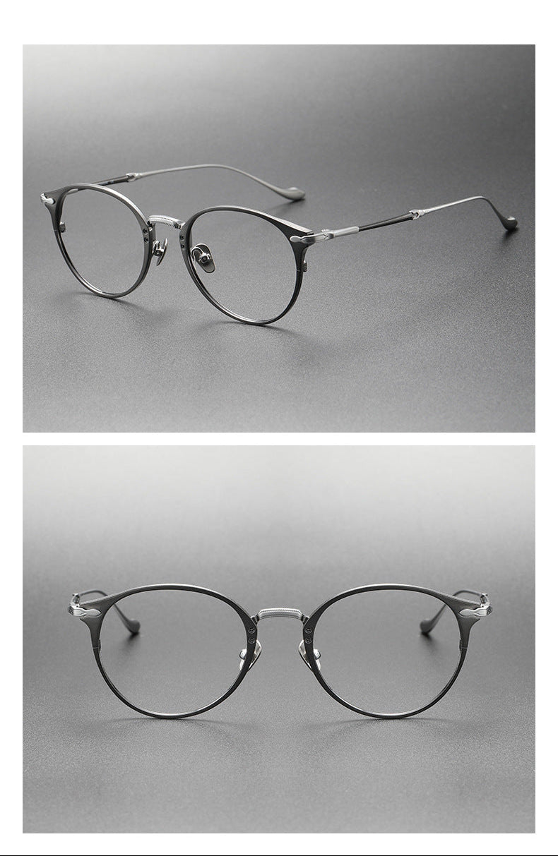 Retro Round Glasses Two-Tone Titanium & Acetate Frame