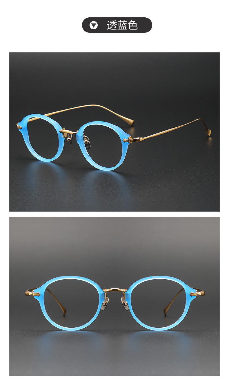 Candy Colors Tortoiseshell Round Titanium Eyeglasses