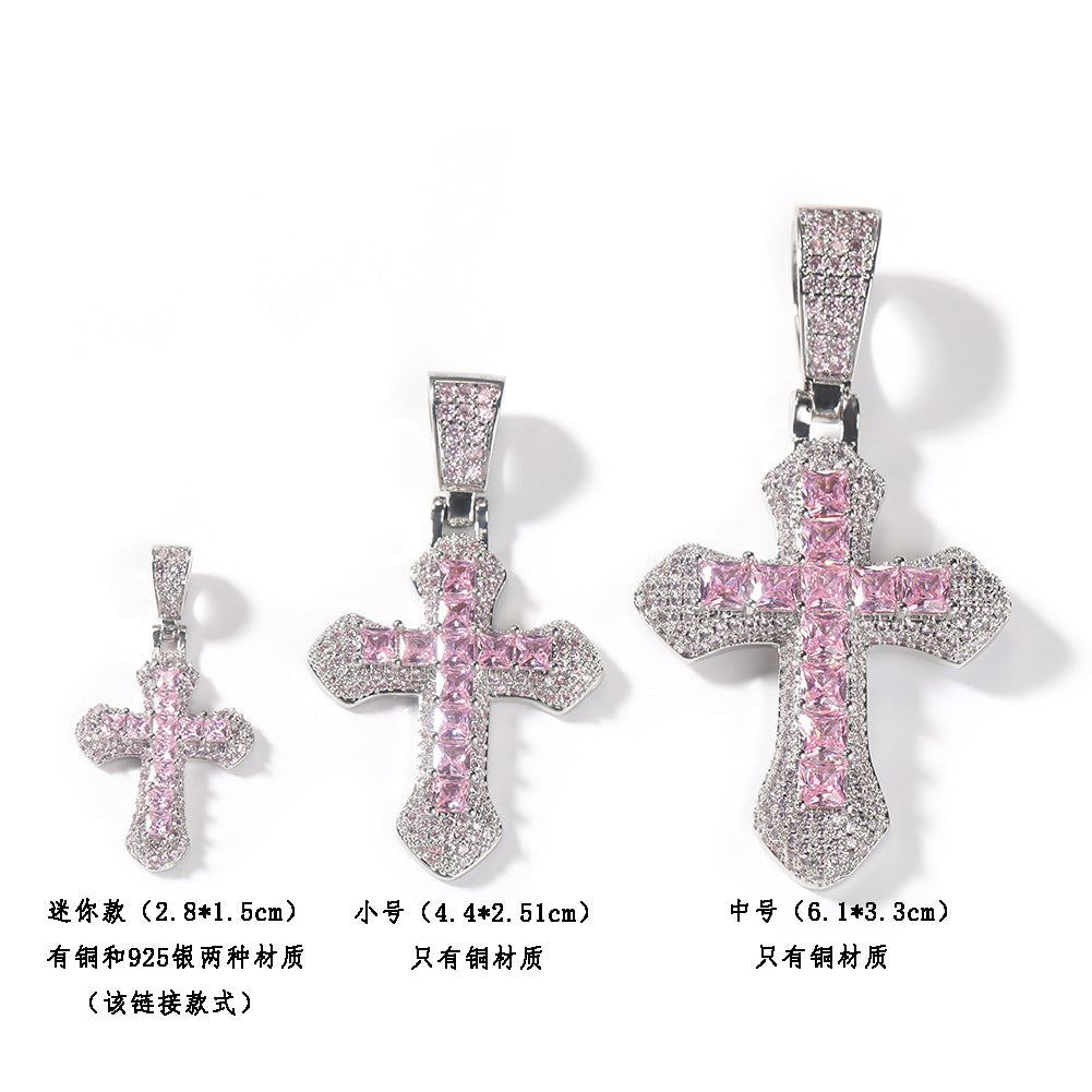 Gold-plated, diamond-encrusted mini cross necklace