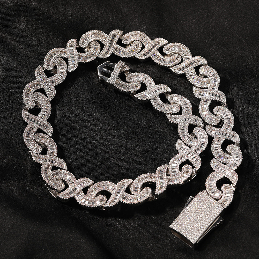 Geometric "T" & Infinity 15mm Diamond-Encrusted Cuban Chain