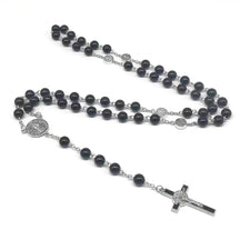 rosary necklace black and white round beads