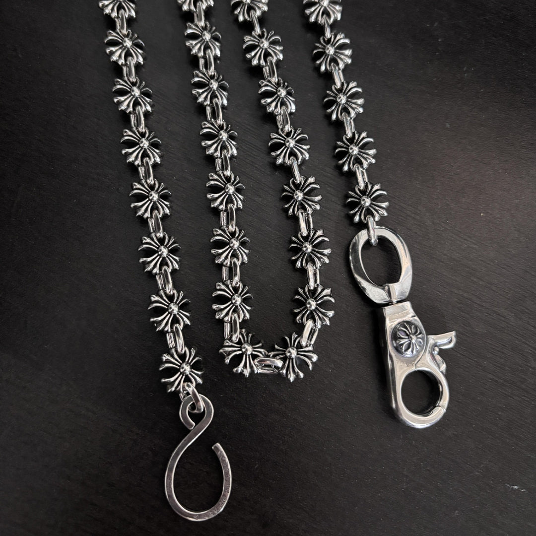 Chrome Hearts cross-stitch chain pants chain bag pendant