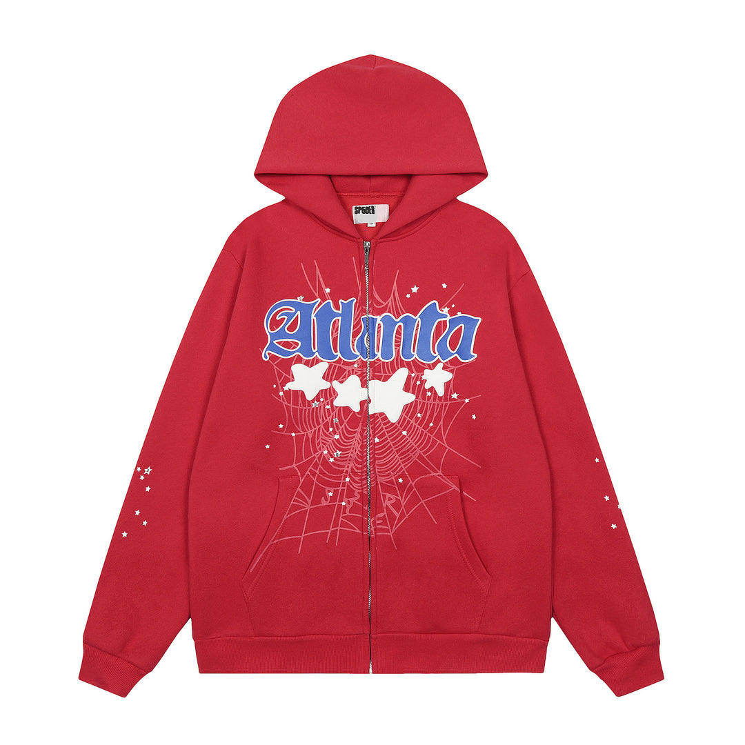 Sp5der 555555 star pattern hooded trousers and sweatshirt