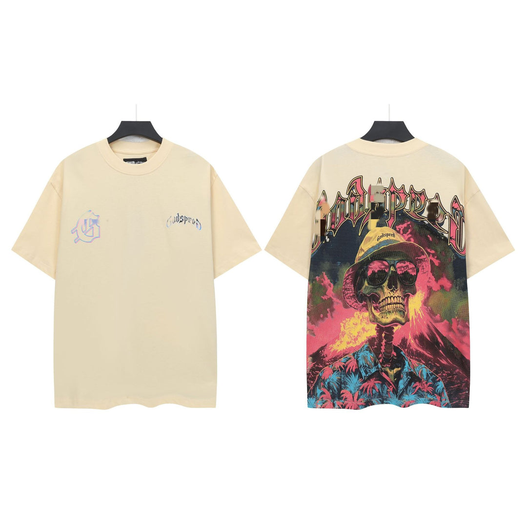 Skull Hip Hop Statue of Liberty Short-Sleeve T-Shirt