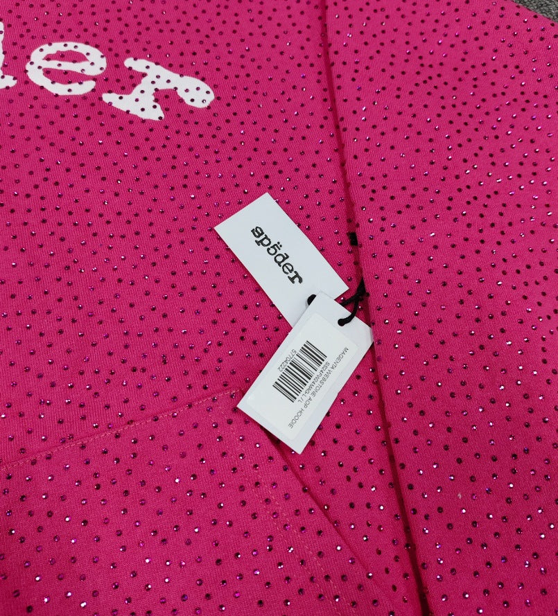 Multi-color full-hot rhinestone Sp5der spider web hoodie