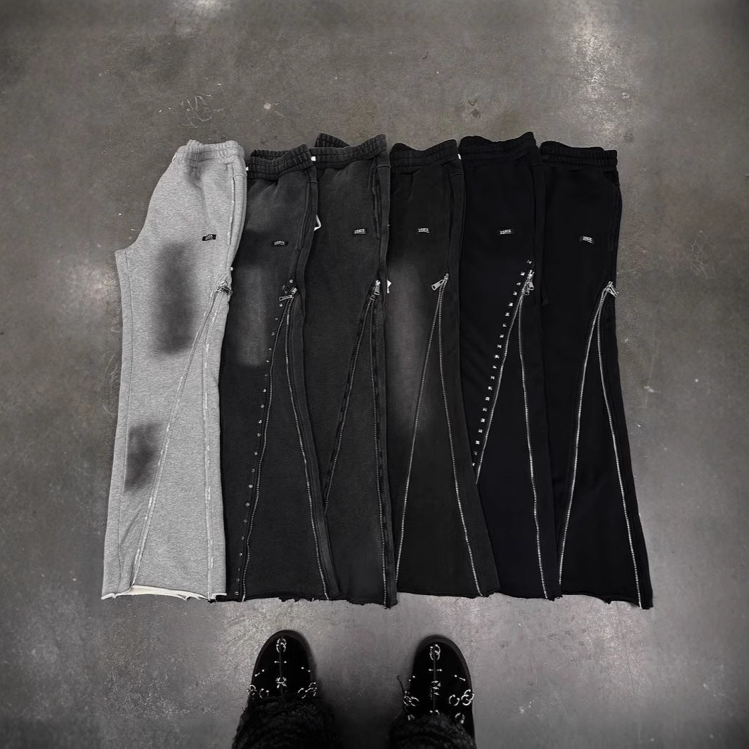 Heavy-duty Knitted Zipper Street Style Trousers