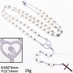 rosary necklace 6mm cross necklace