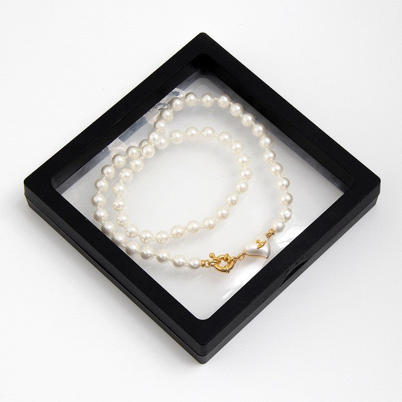 Women's retro heart pearl necklace clavicle chain