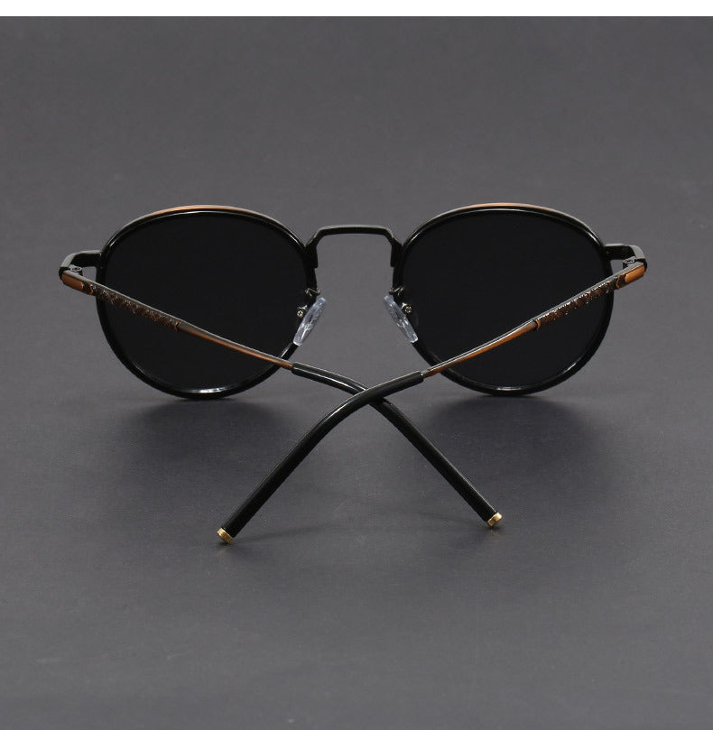 Retro small round frame Hong Kong style sunglasses