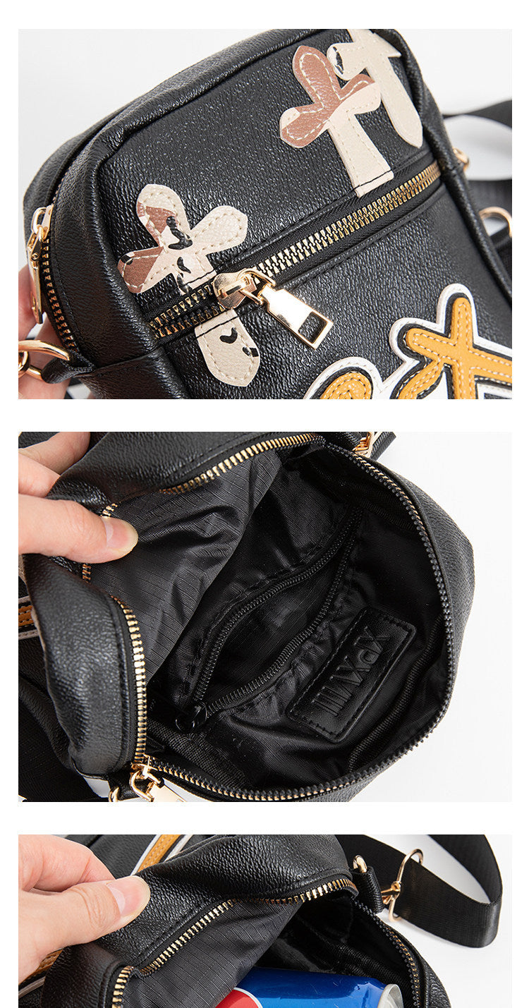 Chrome Hearts camouflage cross sports PU leather shoulder bag