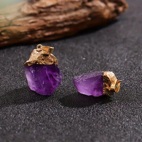 Natural amethyst gold-plated pendant