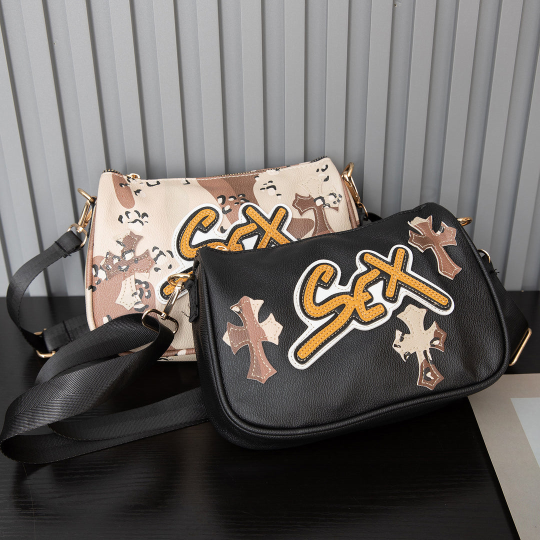 Chrome Hearts cross camouflage PU leather crossbody bag