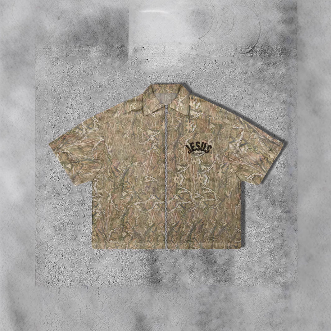 3D Digital Print Men's Zipper Shirt