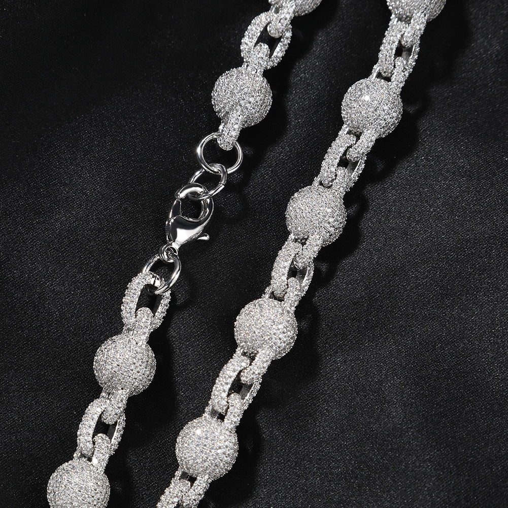 10mm Micropaved 5A Zirconia Ball Chain Necklace