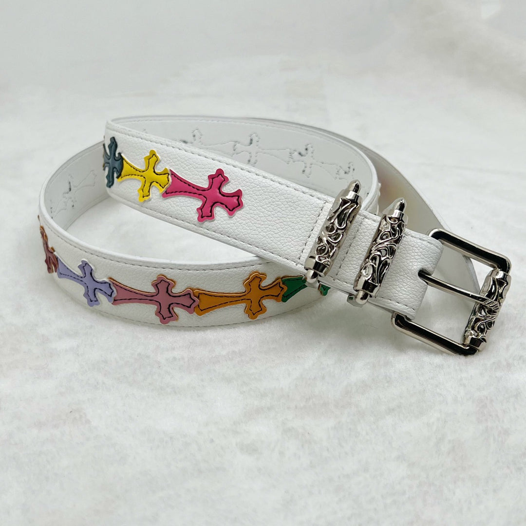 Chrome Hearts Litchi-Grain Colored Belt with Vine Motif