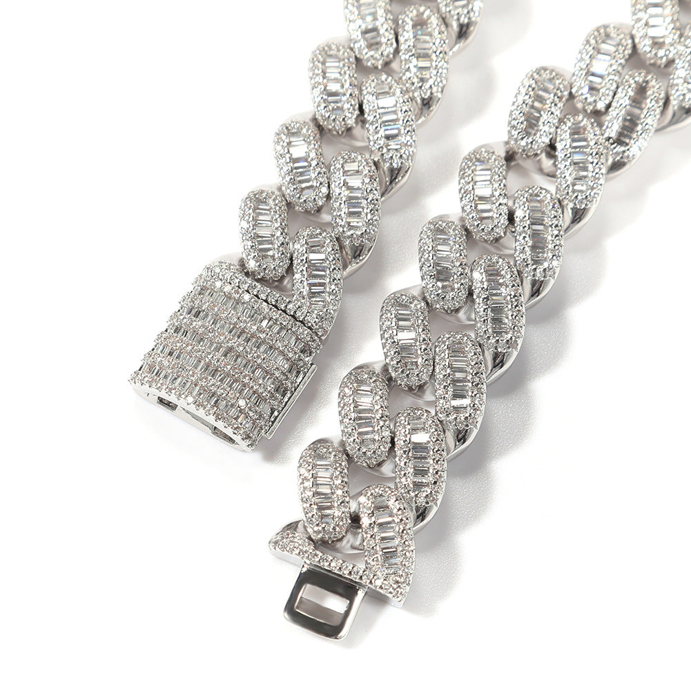 High-end copper with zircon inlay, 15mm Cuban chain