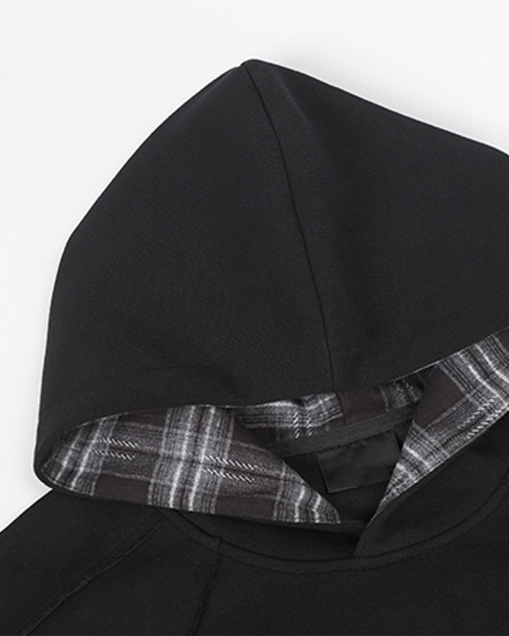 Faux Two-Piece Plaid Hooded Sweatshirt