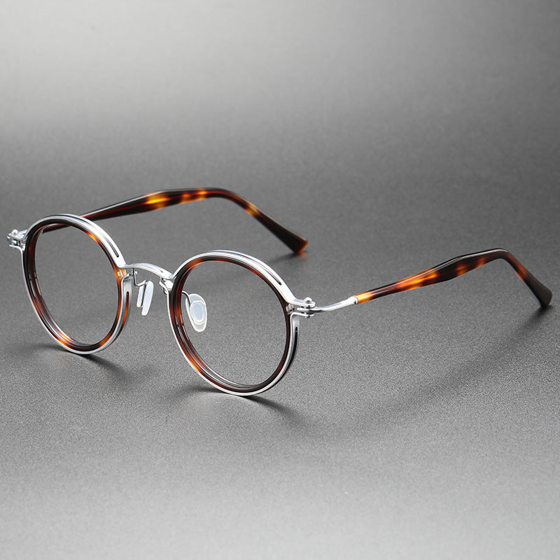 Large round pure titanium eyeglass frames